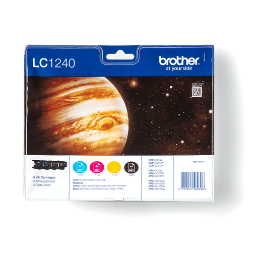 Pack cartouches d'encre Brother LC-1240VALBP / LC1240VALBP, 4 couleurs XL, 600 pages
