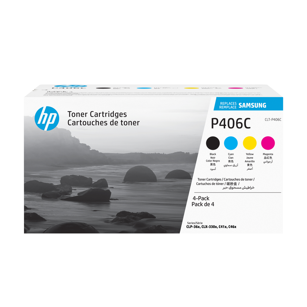 4er-Pack Toner HP CLT-P406C / SU375A 4 Farben XL, 1.000 Seiten