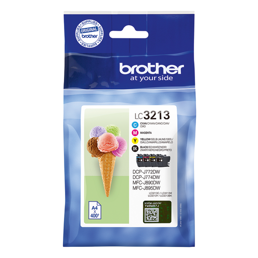 Pack cartouches d'encre Brother LC-3213VAL / LC3213VAL, 4 couleurs XL, 400 pages