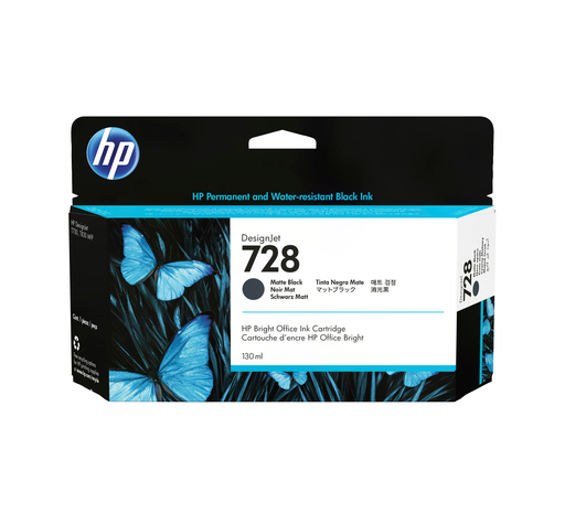 HP 728 / 3WX25A black ink cartridge, 130 ml