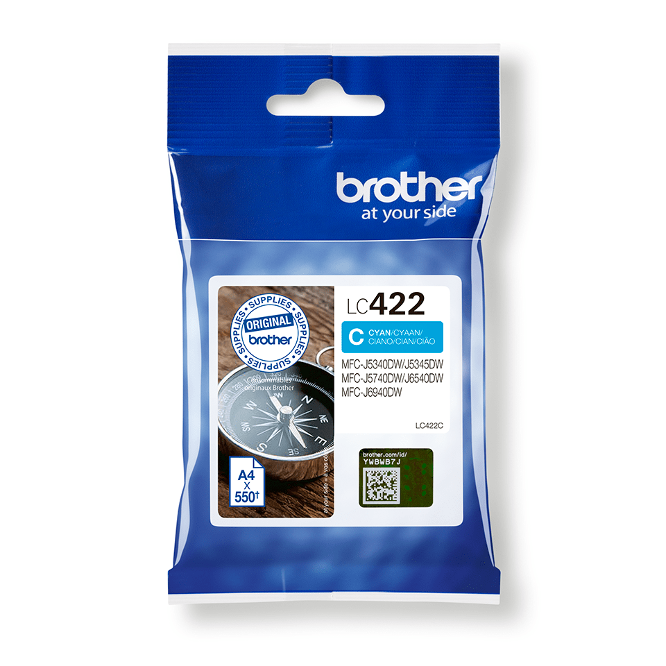 Brother Tintenpatrone LC-422C / LC422C Cyan, 550 Seiten