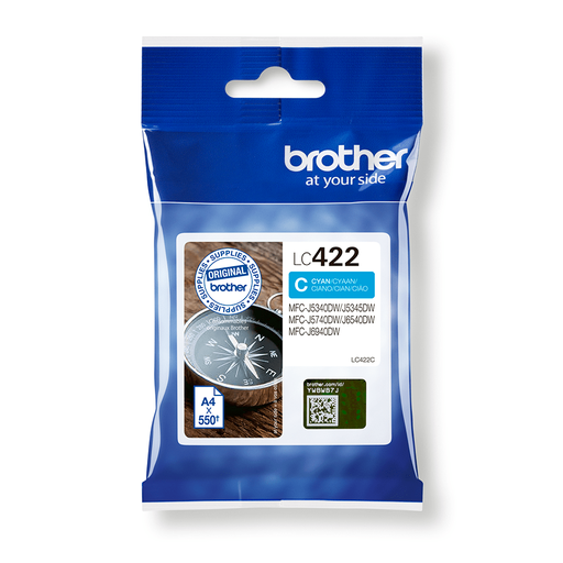 Brother Tintenpatrone LC-422C / LC422C Cyan, 550 Seiten