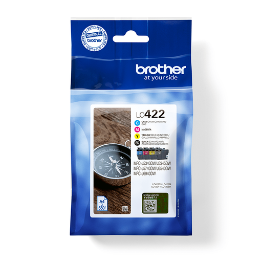 Pack cartouches d'encre Brother LC-422VAL / LC422VAL, 4 couleurs, 550 pages
