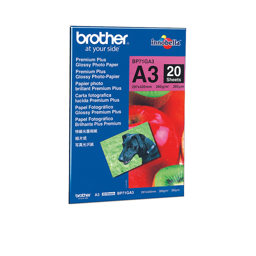 Papier Brother BP71GA3 photo brillant A3, 20 feuilles, 260 g/m²