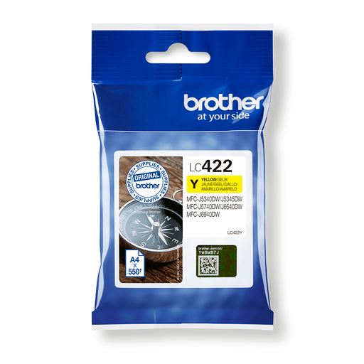 Brother Tintenpatrone LC-422Y / LC422Y Gelb, 550 Seiten
