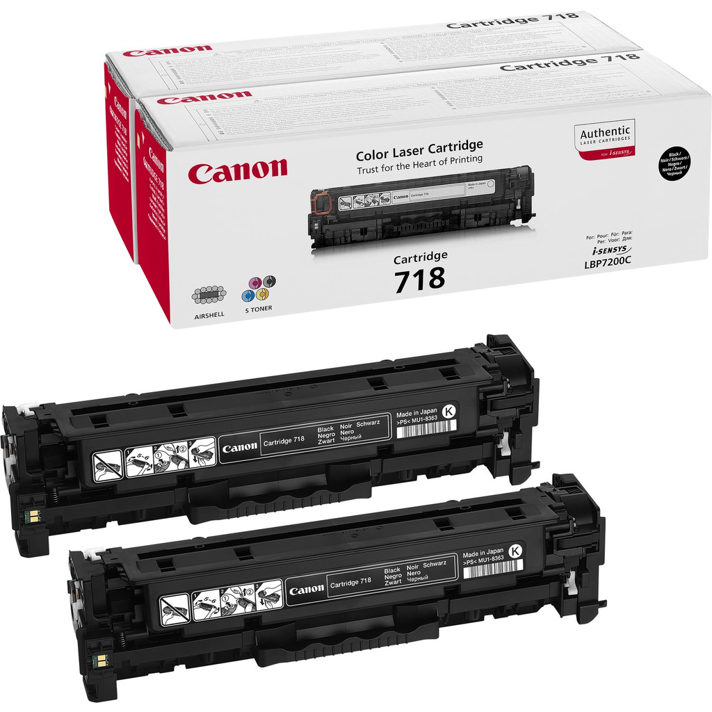 Canon 718 / 2662B005 black toner 2-pack, 2 x 3,400 pages