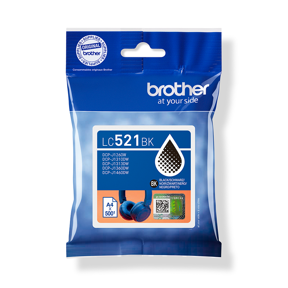Brother Tintenpatrone LC-521BK / LC521BK Schwarz, 500 Seiten