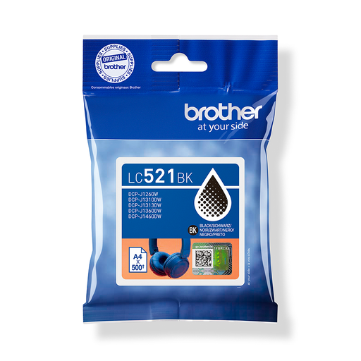 Brother LC-521BK / LC521BK black ink cartridge, 500 pages