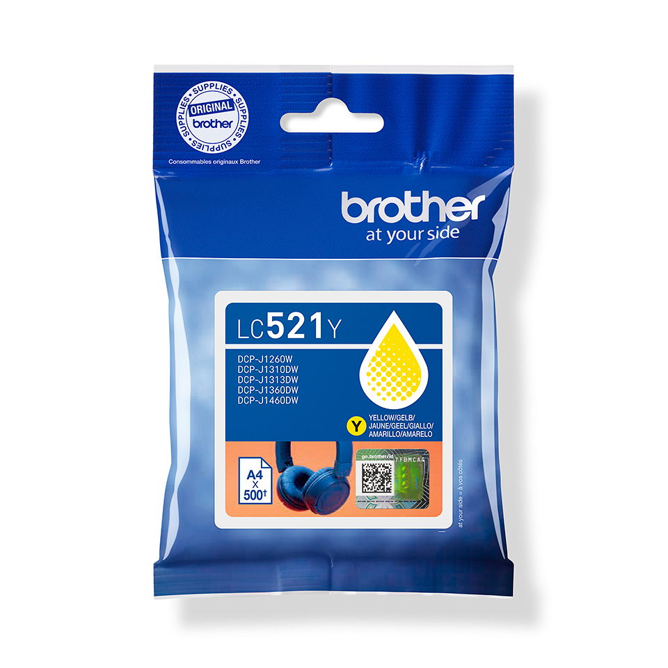 Cartouche d'encre Brother LC-521Y / LC521Y jaune, 500 pages