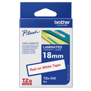 Ruban laminé Brother TZe-242 / TZE242, rouge sur blanc, 18 mm x 8 m