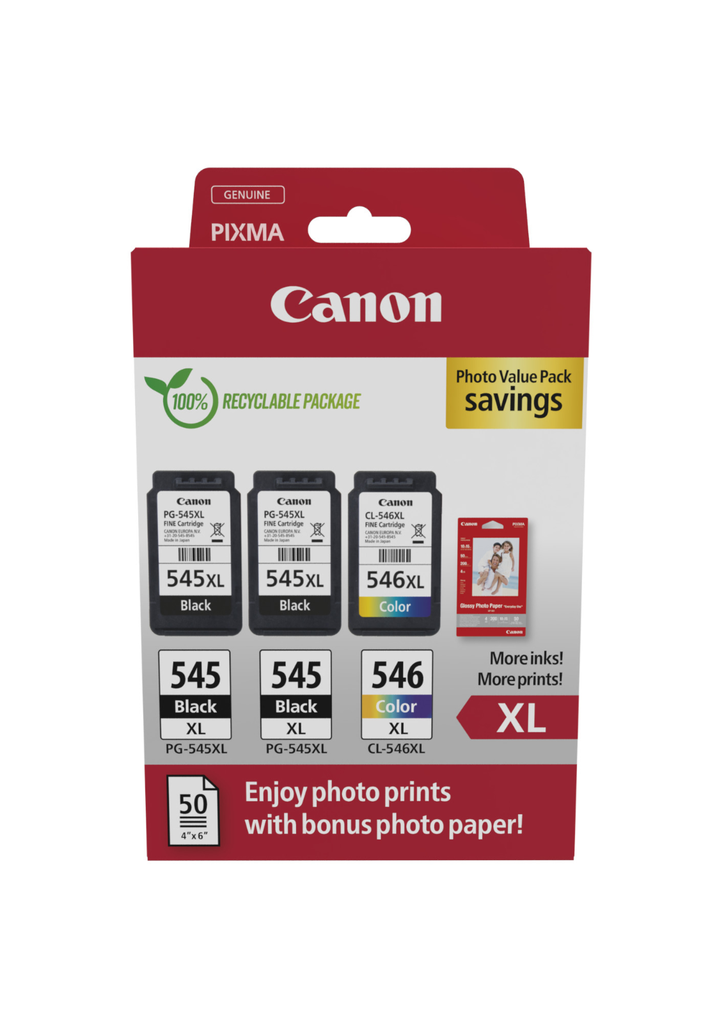 Multipack Tintenpatronen Canon PG-545XL/CL-546XL / 8286B015, 4 Farben XL