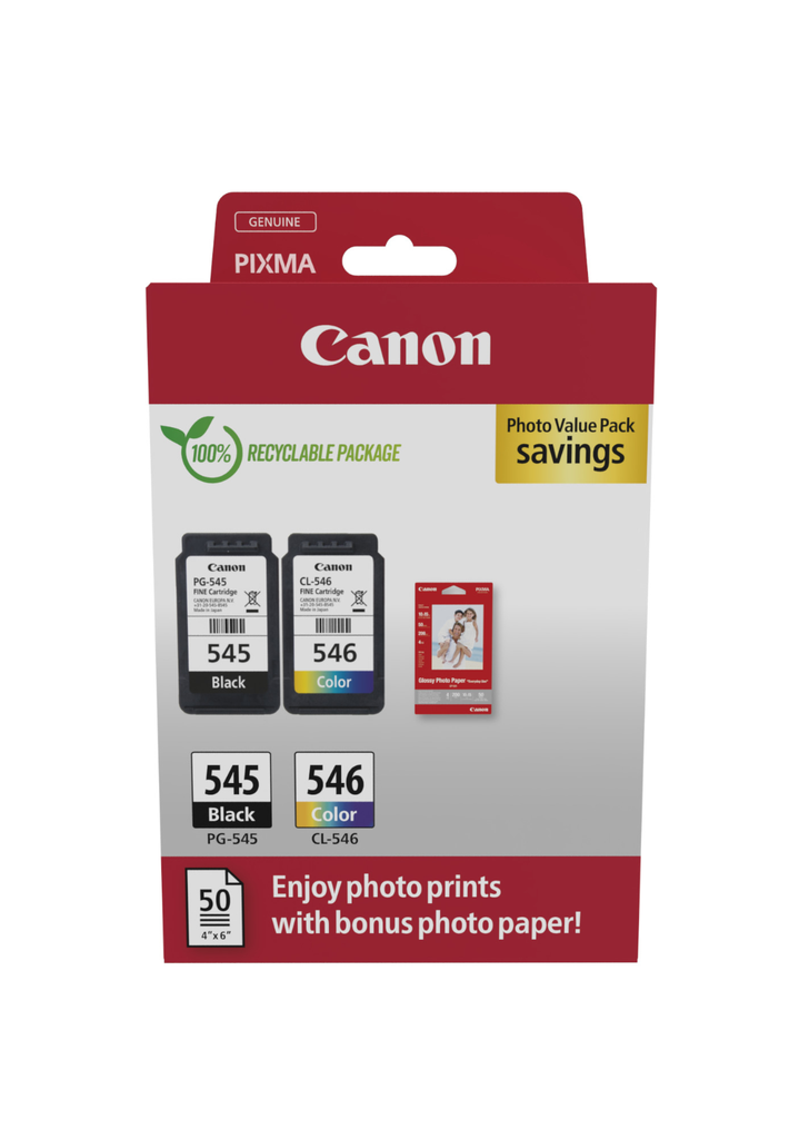 Multipack Tintenpatronen Canon PG-545/CL-546 / 8287B008, 4 Farben, 180 Seiten