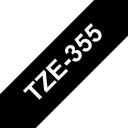 Ruban laminé Brother TZe-355 / TZE355, blanc sur noir, 24 mm x 8 m