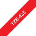 Brother Schriftband laminiert TZe-435 / TZE435, weiß auf rot, 12 mm x 8 m