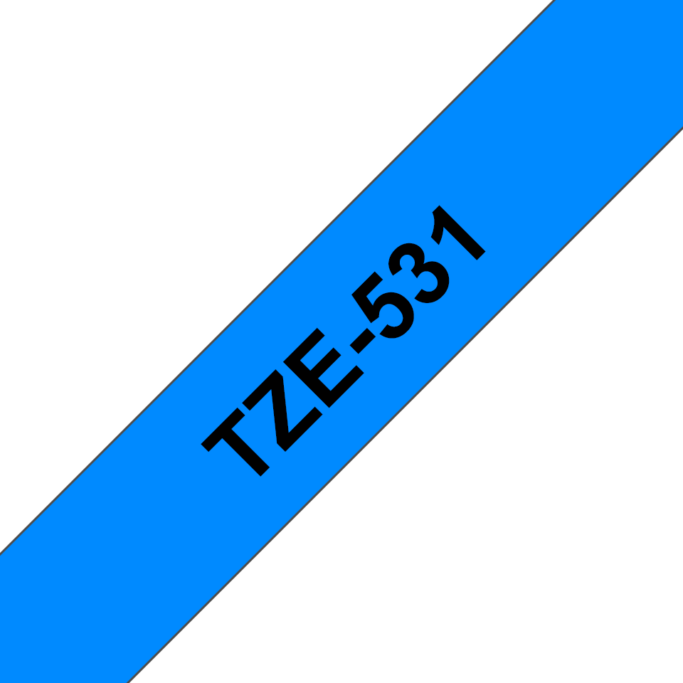 Ruban laminé Brother TZe-531 / TZE531, noir sur bleu, 12 mm x 8 m