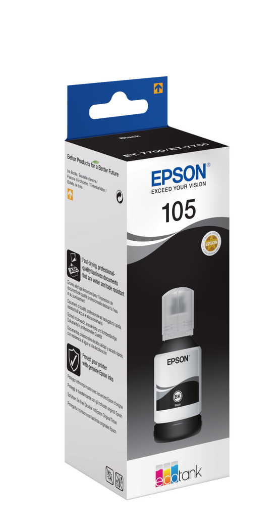 Tintenflasche Epson 105 / C13T00Q140 Schwarz, 140 ml