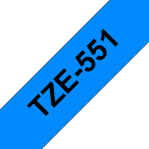Ruban laminé Brother TZe-551 / TZE551, noir sur bleu, 24 mm x 8 m