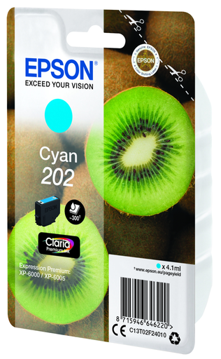 Tintenpatrone Epson 202 / C13T02F24010 Cyan, 300 Seiten
