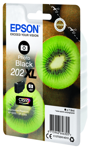Cartouche d'encre Epson 202XL / C13T02H14010 noir photo XL, 800 pages