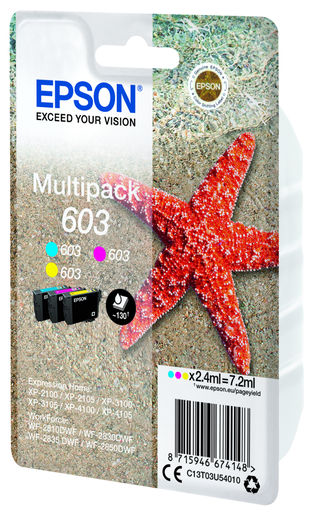 Cartouche d'encre Epson 603 / C13T03U54010 3 couleurs, 130 pages