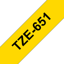 Ruban laminé Brother TZe-651 / TZE651, noir sur jaune, 24 mm x 8 m