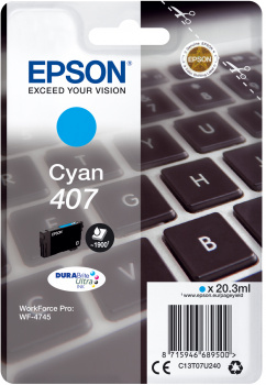 Cartouche d'encre Epson 407 / C13T07U240 cyan, 1 900 pages