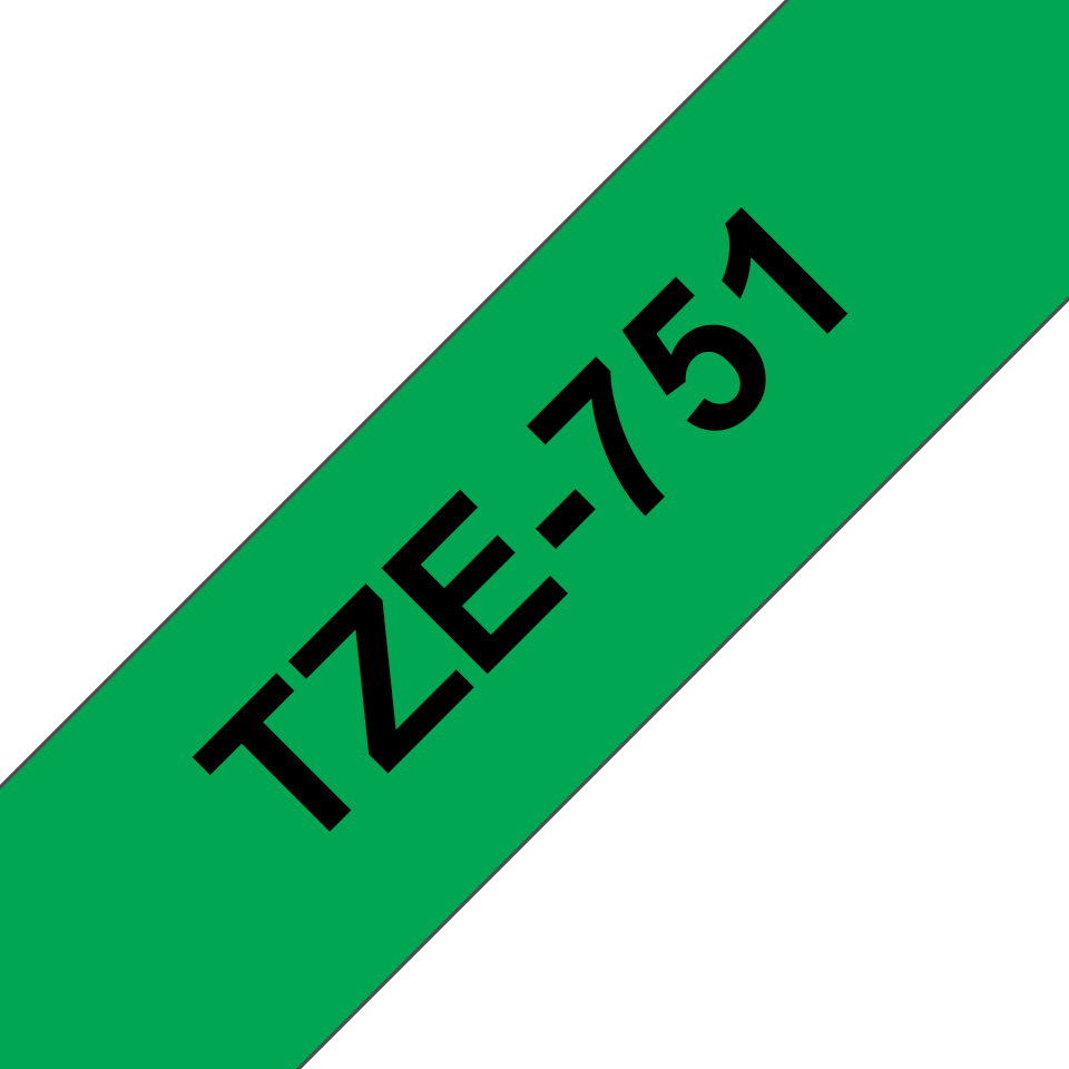 Brother TZe-751 / TZE751 laminated tape, black on green, 24 mm x 8 m