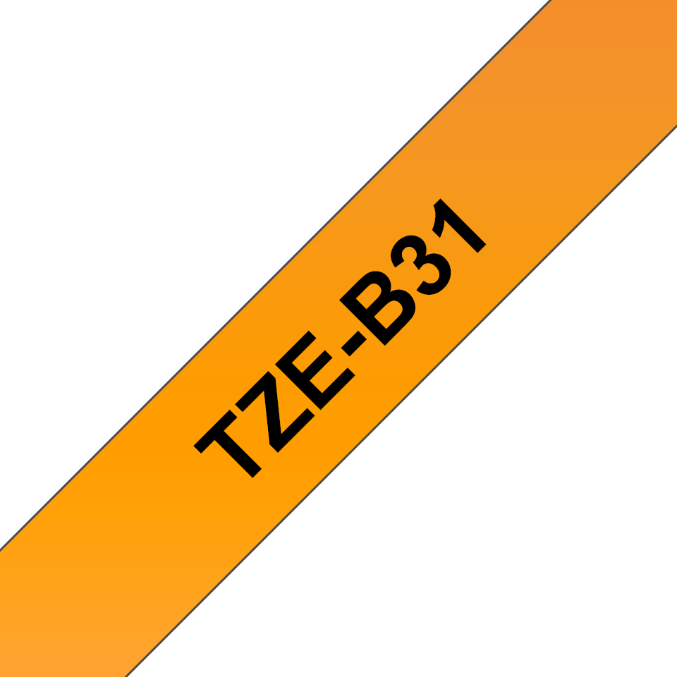 Ruban laminé fluorescent Brother TZe-B31 / TZEB31, noir sur orange fluo, 12 mm x 5 m