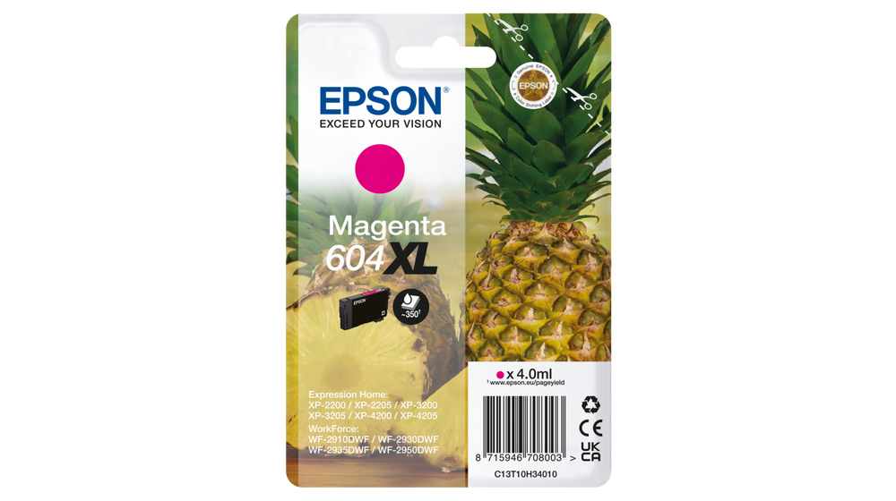 Cartouche d'encre Epson 604XL / C13T10H34010 magenta XL, 350 pages