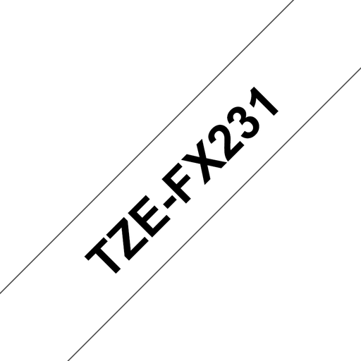 Ruban flexible Brother TZe-FX231 / TZEFX231, noir sur blanc, 12 mm x 8 m