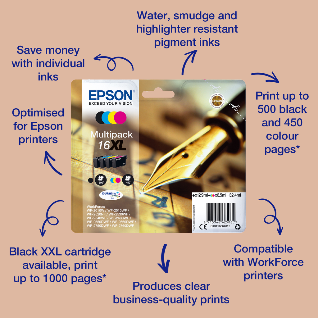 Epson 16XL / C13T16324012 cyan XL ink cartridge, 450 pages