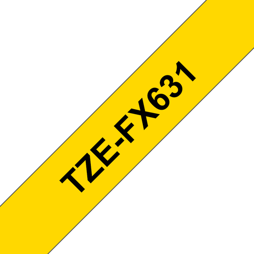 Ruban flexible Brother TZe-FX631 / TZEFX631, noir sur jaune, 12 mm x 8 m