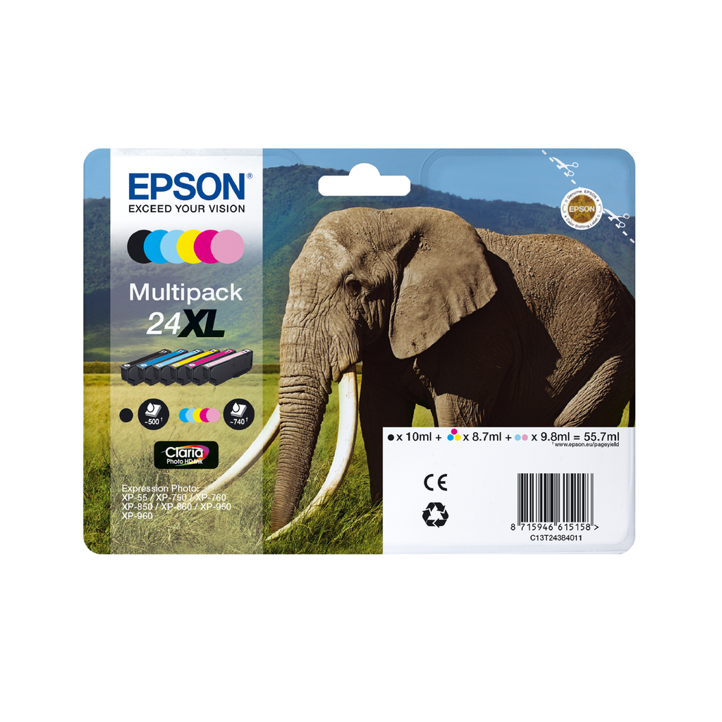 Epson 24XL / C13T24324012 cyan XL ink cartridge, 740 pages