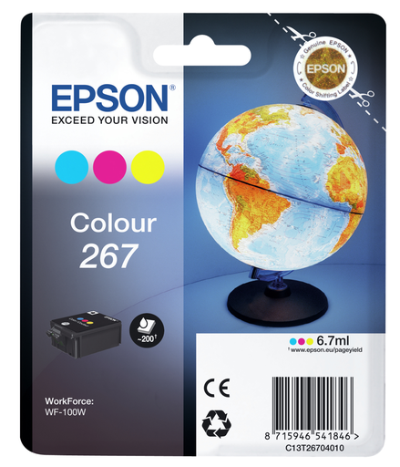 Cartouche d'encre Epson 267 / C13T26704010 3 couleurs, 200 pages