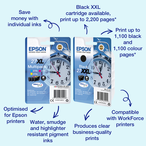 Cartouche d'encre Epson 27XL / C13T27154012 3 couleurs XL, 1 100 pages