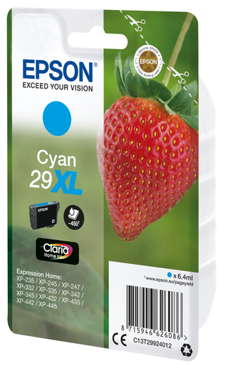 Cartouche d'encre Epson 29XL / C13T29924012 cyan XL, 450 pages