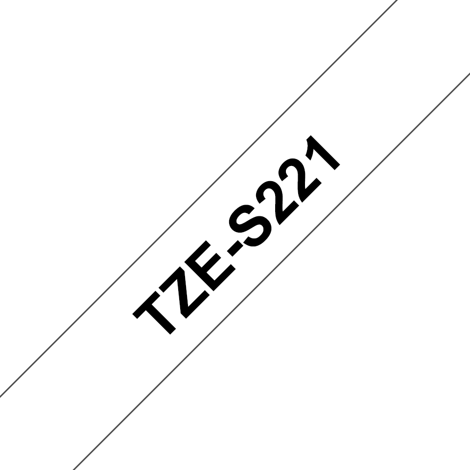 Ruban adhésif puissant Brother TZe-S221 / TZES221, noir sur blanc, 9 mm x 8 m