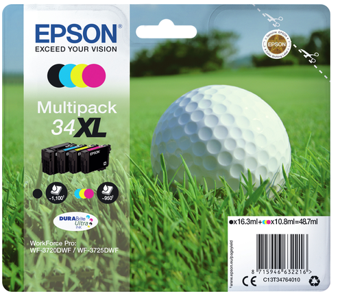 Epson 34XL / C13T34764010 4-color XL ink cartridge, 108 ml