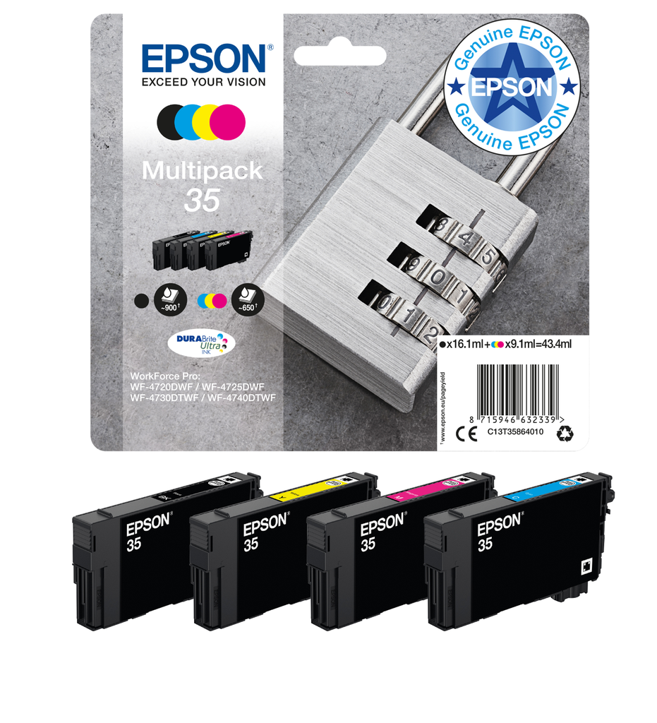 Tintenpatrone Epson 35 / C13T35864010 4 Farben, 91 ml