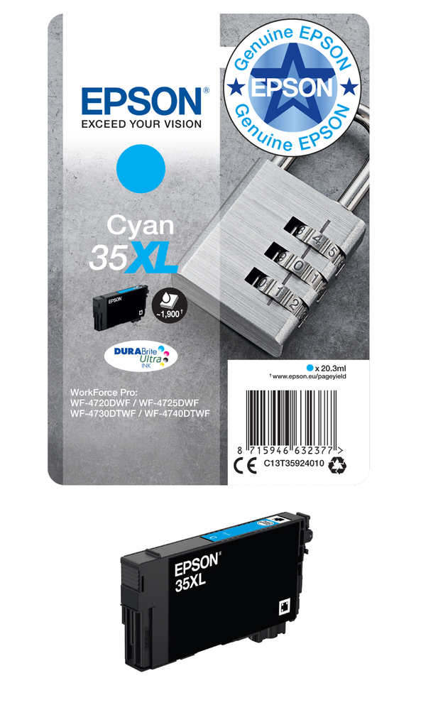 Epson 35XL / C13T35924010 cyan XL ink cartridge, 1,900 pages