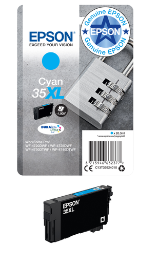 Cartouche d'encre Epson 35XL / C13T35924010 cyan XL, 1 900 pages