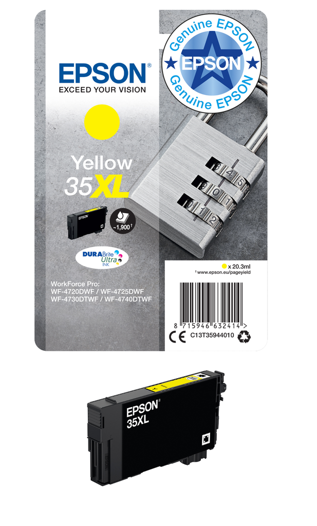 Cartouche d'encre Epson 35XL / C13T35944010 jaune XL, 1 900 pages