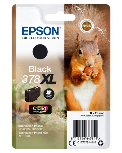 Epson 378XL / C13T37914010 black XL ink cartridge, 500 pages