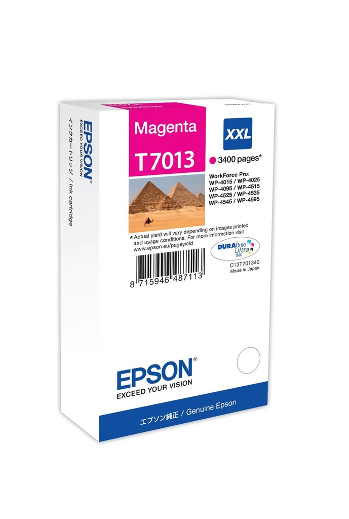 Cartouche d'encre Epson T7013 / C13T70134010 magenta XXL, 3 400 pages
