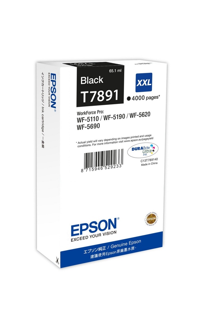 Epson T7891XXL / C13T789140 black XXL ink cartridge, 4,000 pages