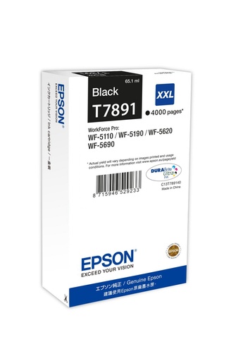 Tintenpatrone Epson T7891XXL / C13T789140 Schwarz XXL, 4.000 Seiten