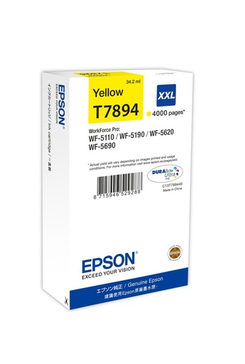 Cartouche d'encre Epson T7894XXL / C13T789440 jaune XXL, 4 000 pages