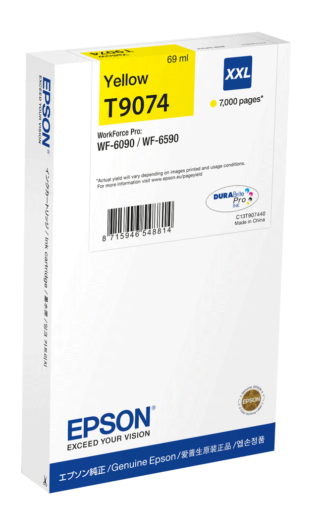 Cartouche d'encre Epson T9074N / C13T90744N jaune XXL, 7 000 pages