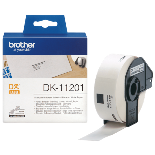 Brother DK-11201 / DK11201 die-cut labels, black on white, 29 x 90 mm, 400 labels