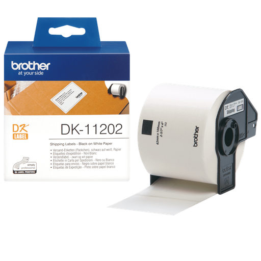 Brother DK-11202 / DK11202 die-cut labels, black on white, 62 x 100 mm, 300 labels